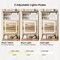 Farmhouse Small Vanity Desk Set with Mirror Cabinet Mini Makeup Vanities Set with 3 Adjustable Lights and Storage Chair for Compact Space, White Dressing Table with Fold-up Panel